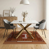 Brown and Tan Football Field Area Rug