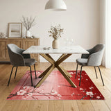 Floral Vintage Red Cherry Blossom Floral Area Rug