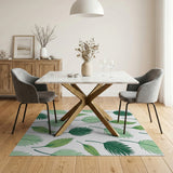 Coastal Beach Green Lush Green Palm Frond Area Rug
