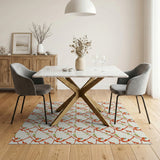 Coral Branch Leaf Floral Area Rug