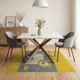 Cute Cartoon Lion Kids Area Rug in Yellow Gray
