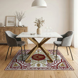 Ornate Red Gold Persian Medallion Area Rug