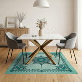 Teal Mandala Ornate Persian Area Rug