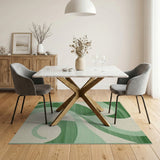 Wavy Green Abstract Green Area Rug