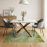 Vintage Green Fern Leaf Area Rug