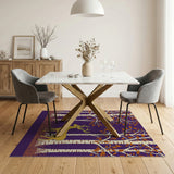 Golden Deer in Purple Birch Forest Rug