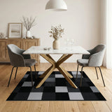 Black White Geometric Patchwork Geometric Modern Area Rug