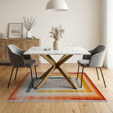 Sunset Orange Nested Frames Geometric Area Rug