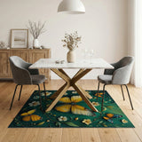 Vibrant Butterfly Meadow Floral Area Rug