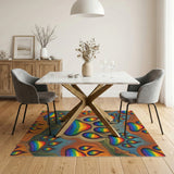 Rainbow Paw Print Area Rug
