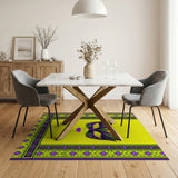 Purple Feather Masquerade Mask Yellow Area Rug