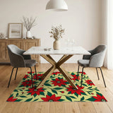 Floral Vintage Red Vibrant Red Poinsettia Floral Area Rug