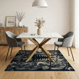 Moonlit Owl Forest Black White Area Rug