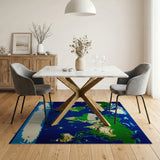 Retro Pixel World Map Area Rug