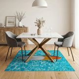 Orange Surfboard on Turquoise Waves Coastal Rug