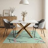 Mint Green Cherry Blossom Area Rug