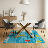Smiling Surfboards on Blue Waves Area Rug