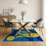 Blue Teal Abstract Face Geometric Area Rug