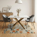 Vintage Peony Floral Cream Area Rug