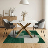 Geometric Modern Emerald Green Geometric Abstract Area Rug