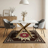 Red Gold Starburst Medallion Area Rug