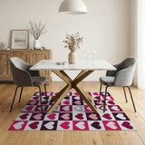 Vibrant Hearts Grid Area Rug