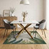 Palm Frond Border Coastal Area Rug
