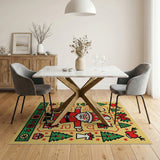 Festive Santa Claus Christmas Cartoon Area Rug