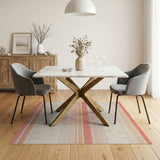 Distressed Orange Striped Vintage Area Rug