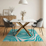 Abstract Area Teal Swirl Abstract Area Rug