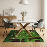 Green Woodland Paw Prints Area Rug