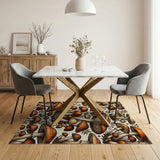 Whimsical Orange Mushroom Cluster Area Rug