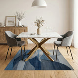 Moonlit Peaks Blue Geometric Area Rug