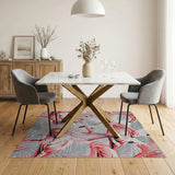 Pink Flamingo Palm Leaf Coastal Area Rug