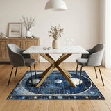 Vintage Celestial Moons Blue Area Rug