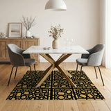 Bold Black and Yellow Geometric Frame Rug