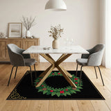 Festive Holly Wreath Area Rug with Berries