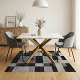 Modern Geometric Block Area Rug in Black Grey Beige