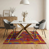Vibrant Tribal Handprint Area Rug