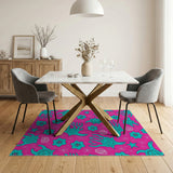 Whimsical Teal Sea Turtles on Vibrant Pink Area Rug
