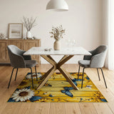 Sunflowers Colorful Butterflies on Rustic Wood Rug