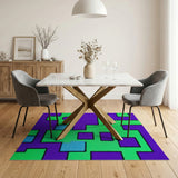 Vibrant Green Purple Geometric Area Rug