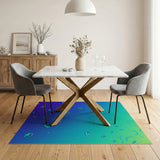 Teal Blue Water Droplets Abstract Area Rug