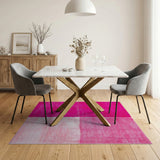 Vibrant Pink Shag Block Area Rug