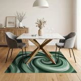 Swirling Green Abstract Green Area Rug