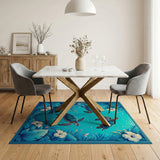 ODIKA Washable Sea Turtle Tropical Coastal Teal Low Pile Area Rug