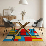 Vibrant Geometric Roadway Area Rug