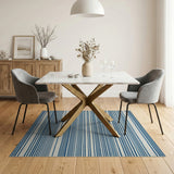 Blue and Teal Navy Blue Striped Coastal Area Rug