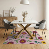 Pink Magenta Daisy Sunflower Pattern Area Rug