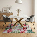 Pink Flamingo Tropical Coastal Area Rug